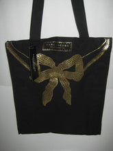 Load image into Gallery viewer, Marc Jacobs Fragrances Women Tote Bag Black Canvas Gold Bow Brand New With Tag