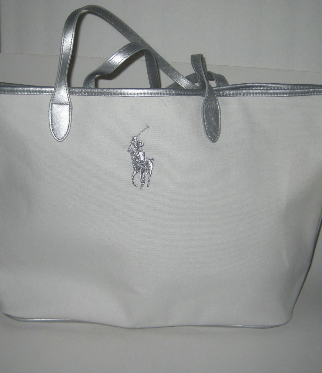 Women Ralph Lauren Tote Bag White Canvas Tote Bag Travel Weekender Gym Bag