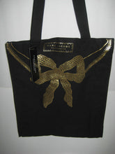 Load image into Gallery viewer, Marc Jacobs Fragrances Women Tote Bag Black Canvas Gold Bow Brand New With Tag
