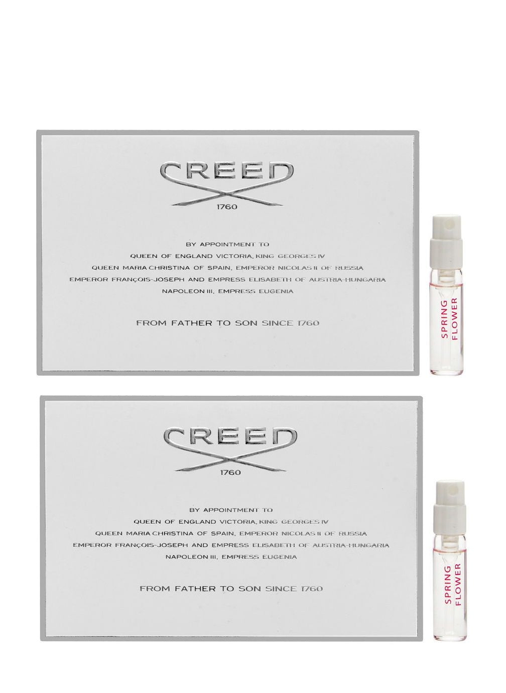 2 Pc x Creed Spring Flower Eau De Parfum Women Spray 0.08 oz/2.5 Ml Vial On Card