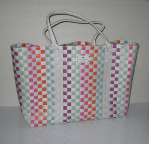 Kate Spade New York Large Woven Multi Color Rainbow Tote Beach Hand Bag NEW