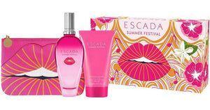 Escada Summer Festival Gift Set 3.3 oz EDT Spray + 5.0 oz Body Cream + Clutch